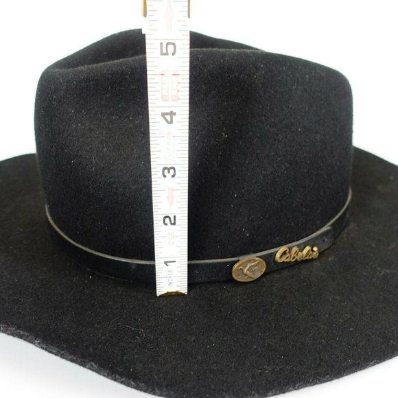 RESISTOL‎ Women Black 100% Wool Fedora Hat XL Strap Gold plated Logo Accent Cozy - Picture 9 of 10